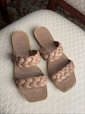 Braided Double-Strap Sandal in Taupe